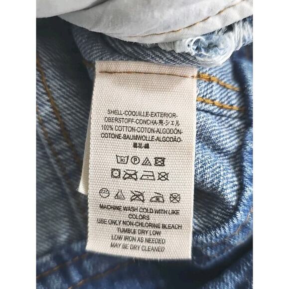 Free People Military Motto Double Breasted Denim Jacket -Size XS-Distressed. - Picture 10 of 16